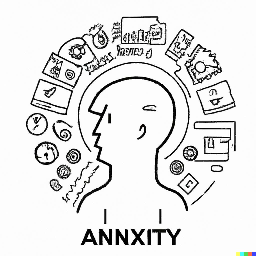 a representation of anxiety, modern flat design style illustration with line elements